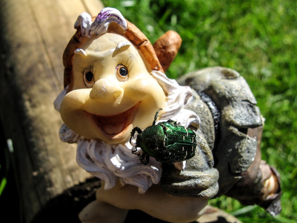 Garden gnome beetle figure