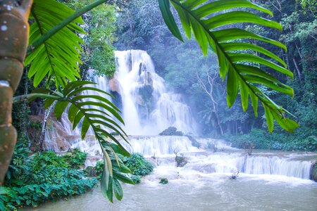 Kuang si falls waterfall water play