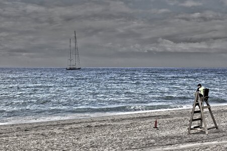 Guard booth sea sand photo