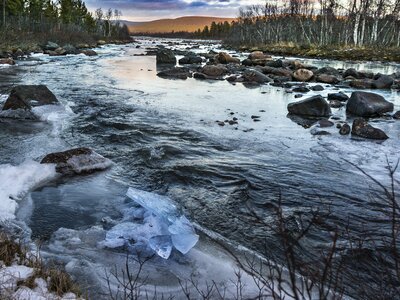 Frozen river sweden frozen photo