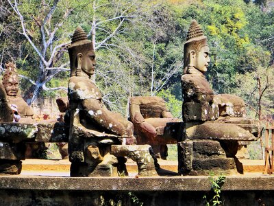 Bayon temple statues photo