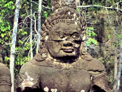 Bayon temple statues photo