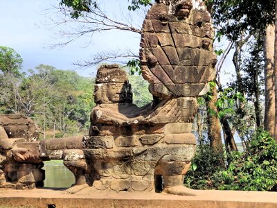 Bayon temple statues photo