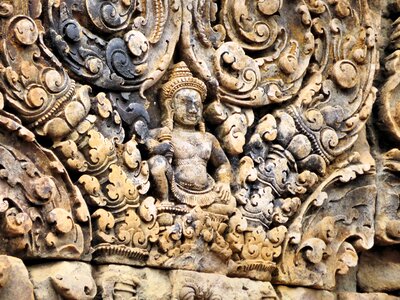 Banteay srei ruin bas-relief photo