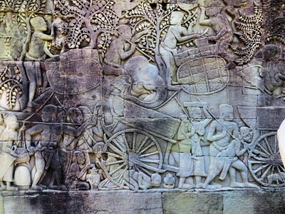 Bayon temple statues photo