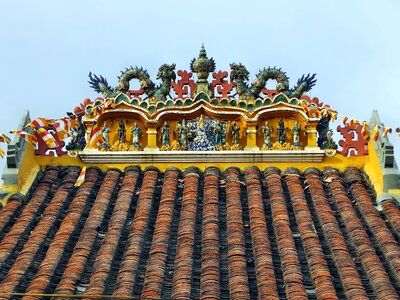 Roofing fresco decoration dragons