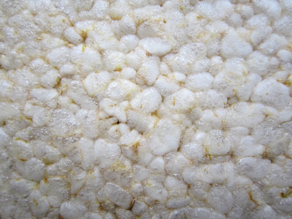 Puffed white rice grains