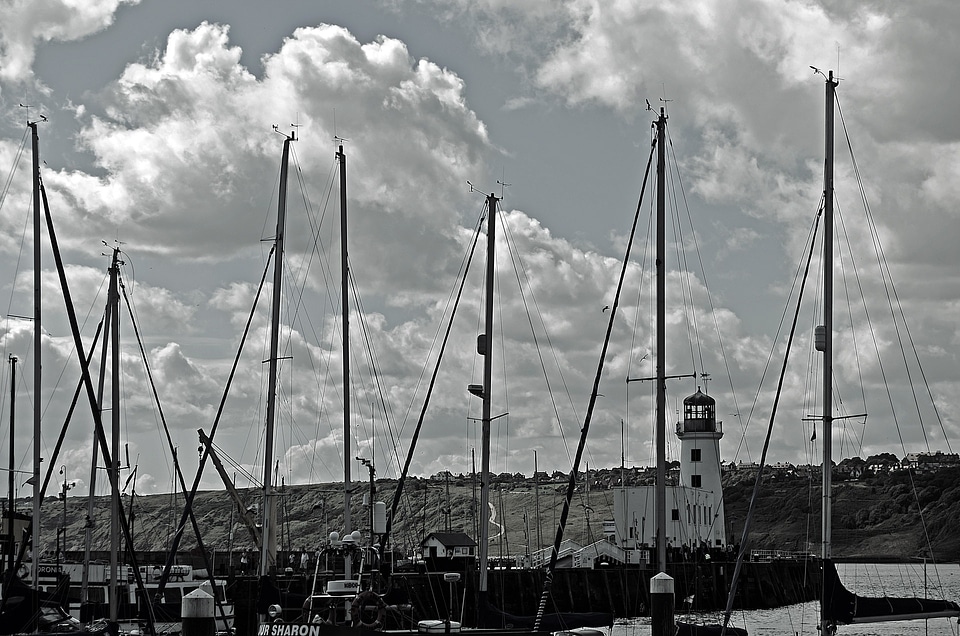 Lighthouse boats sea