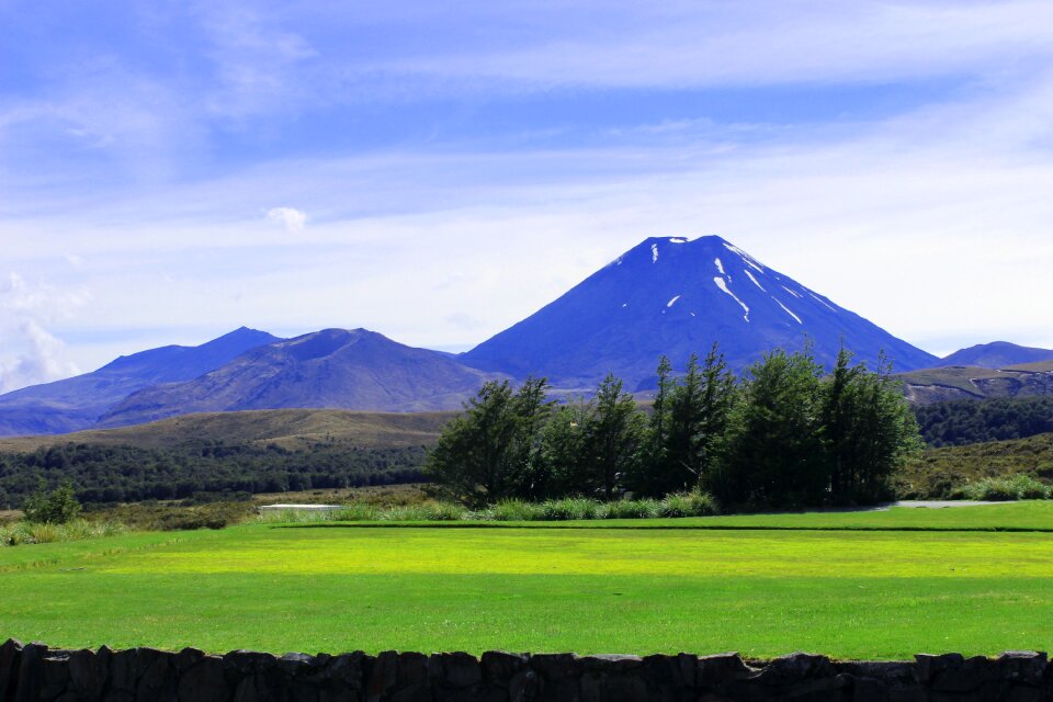 Mountain grass sky photo