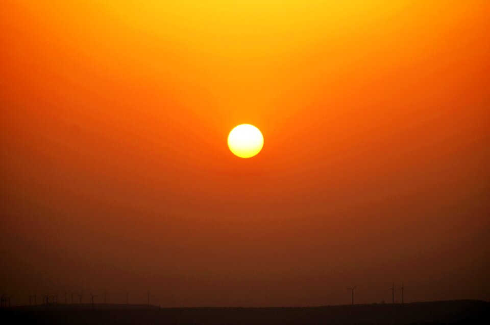 Sun windmill orange morning photo