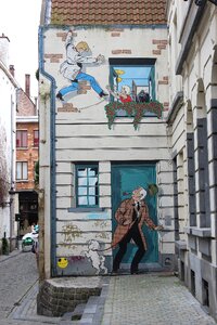 Street art facade paint brussels photo