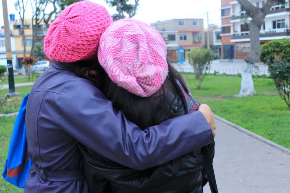 Together hug people