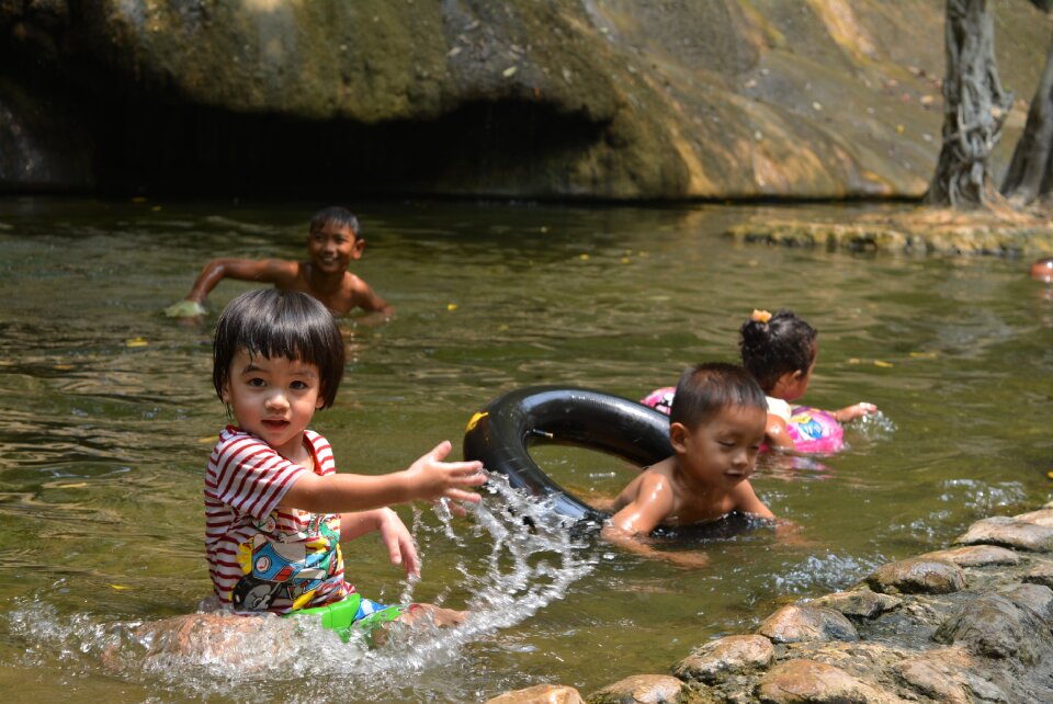Summer the swimming pool river