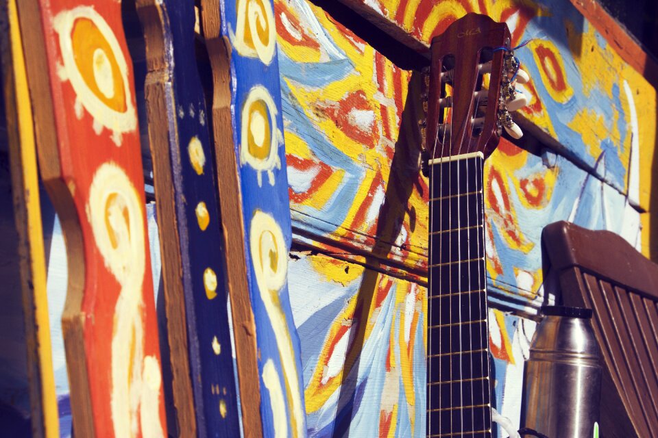 Colorful happy musician