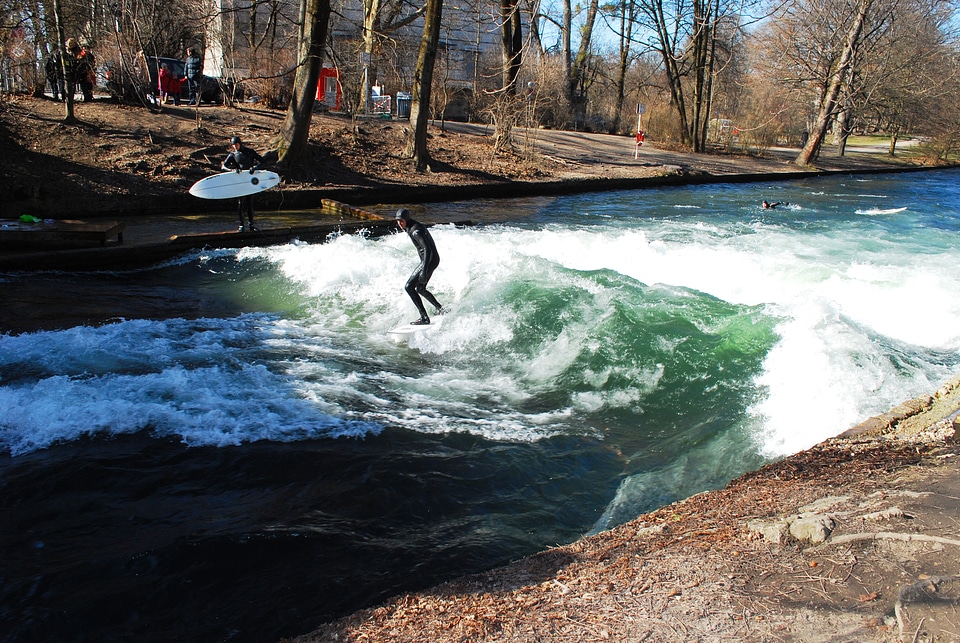 River surfing water male