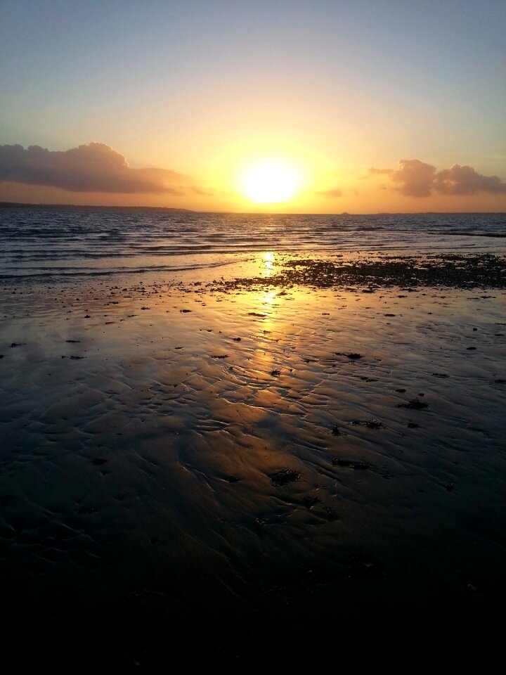 Beach sunset sky ocean