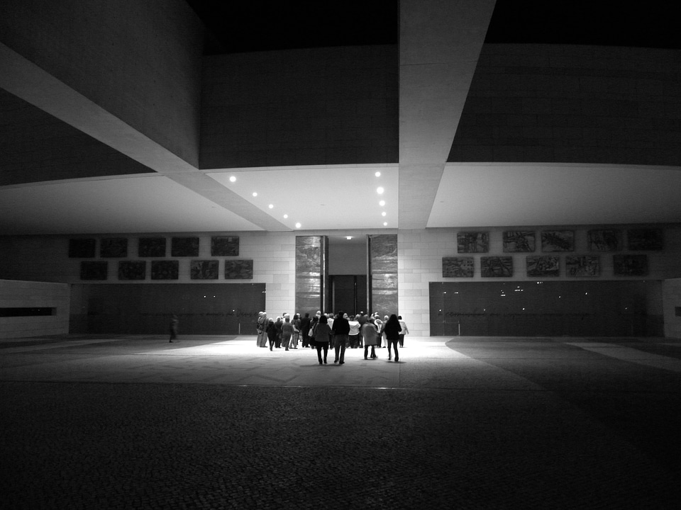 Black and white architecture building