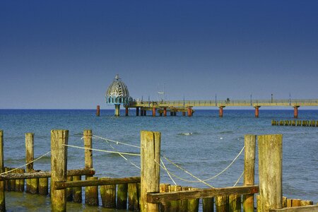 Sea bridge darß water photo