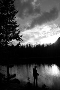 Black and white nature lake