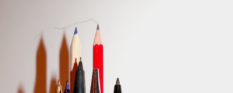 Colorful colored pencils office