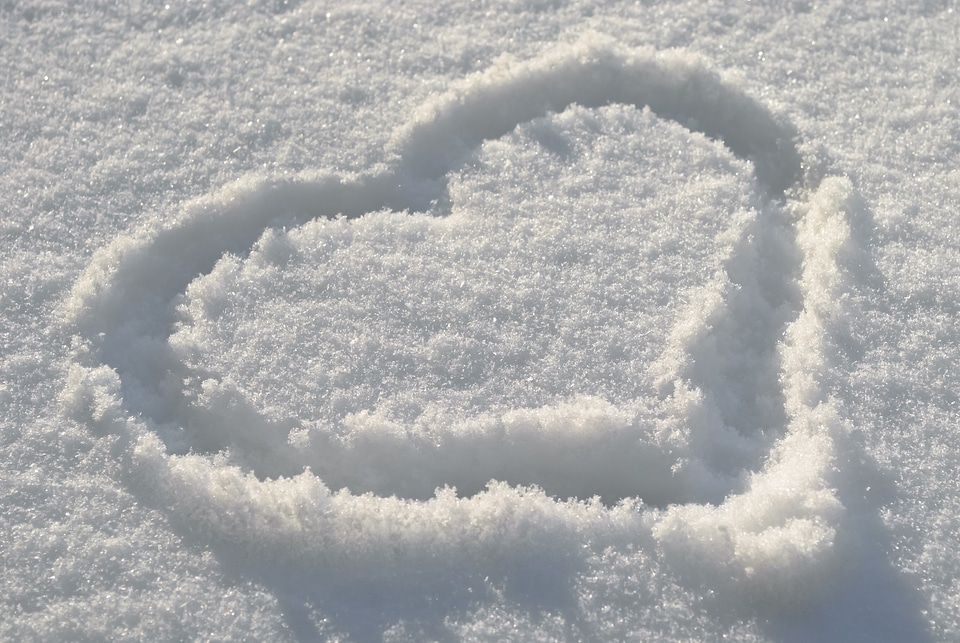 Winter snow heart