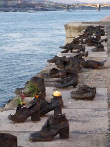 Third reich nazi shoes on the danube bank photo