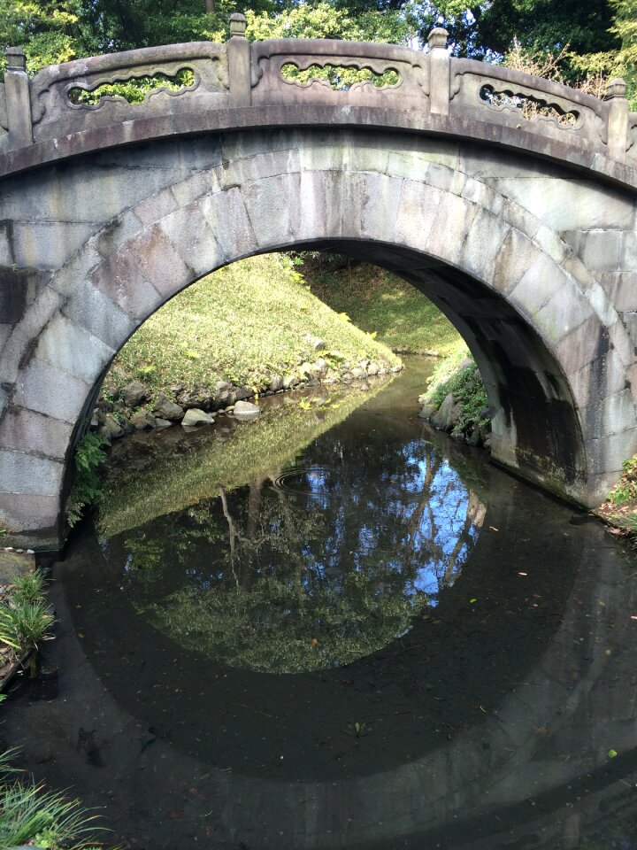 Outdoor japanese garden pond photo