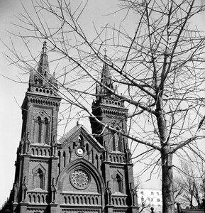 Church black and white retro photo