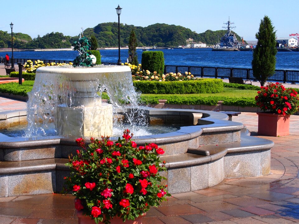Red fountain water