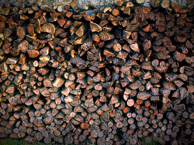 Firewood combs thread cutting stock photo