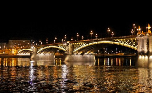 Danube night lighting mirroring photo