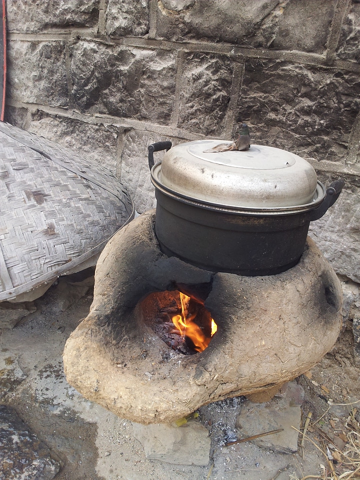 Stove burning cooking photo
