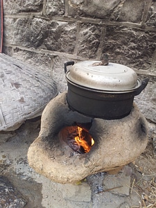 Stove burning cooking photo