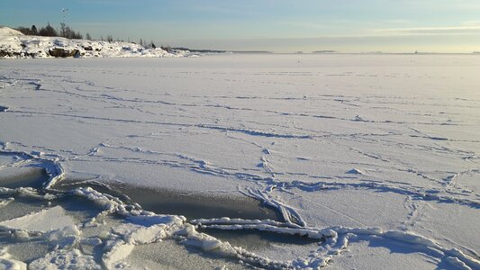 Icy sea landscape beach