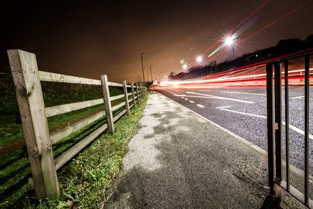 Beams of light night traffic photo