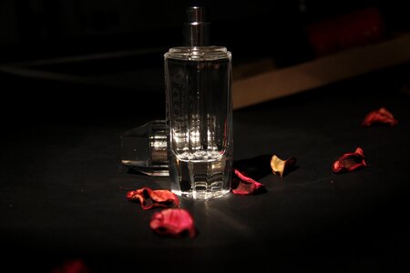 Dark rose petal perfume photo