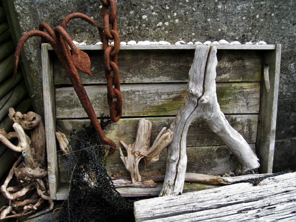 Drift wood flotsam fish crate