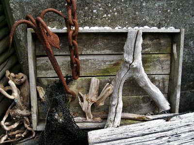 Drift wood flotsam fish crate