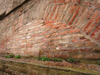Stone wall brick wall round arch photo