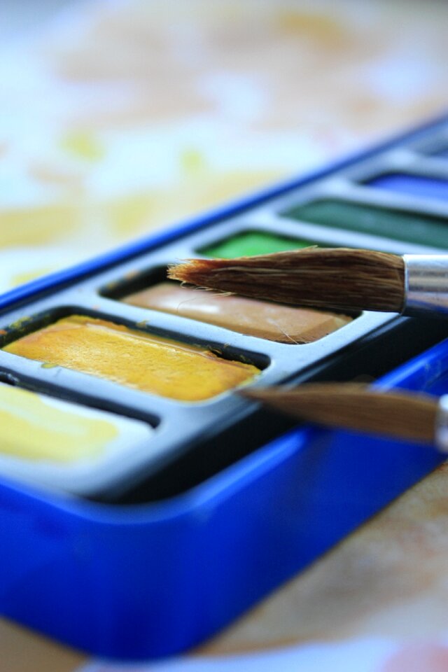 Blue brush paint brush