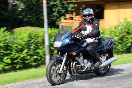 Motorcyclist helmet protective photo