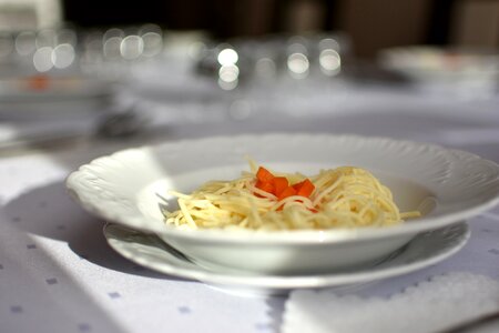 Chicken soup eating kitchen photo