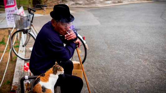Old man peaceful tobacco