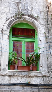 Green window in split croatia photo