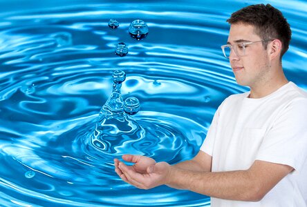 Catching water in photo