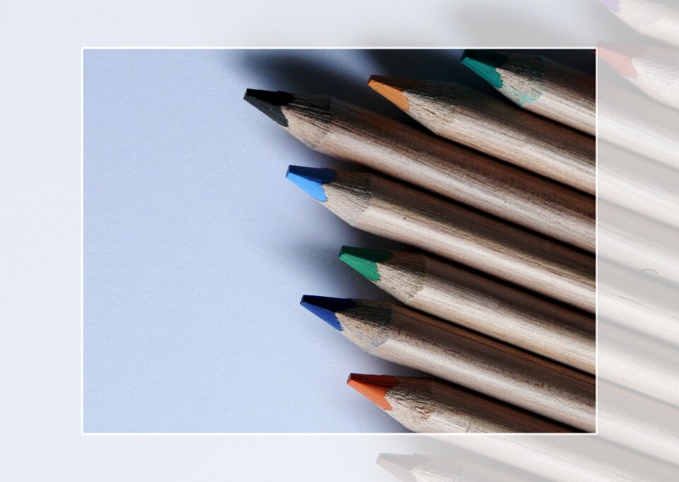 Colorful colored pencils office