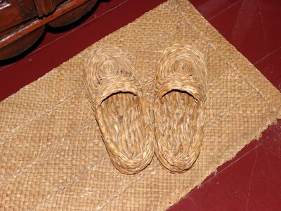 Straw slippers mat photo