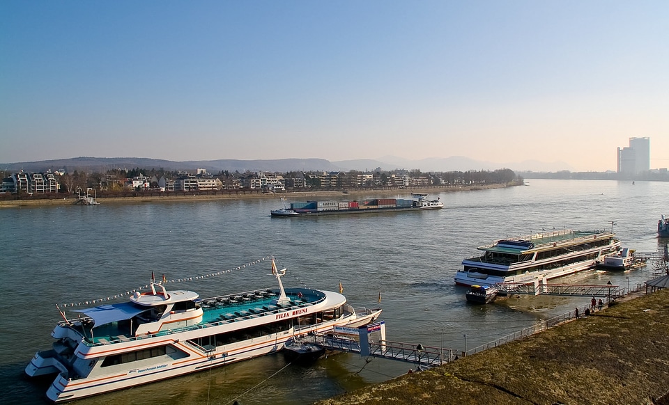 Rhine ships river landscape