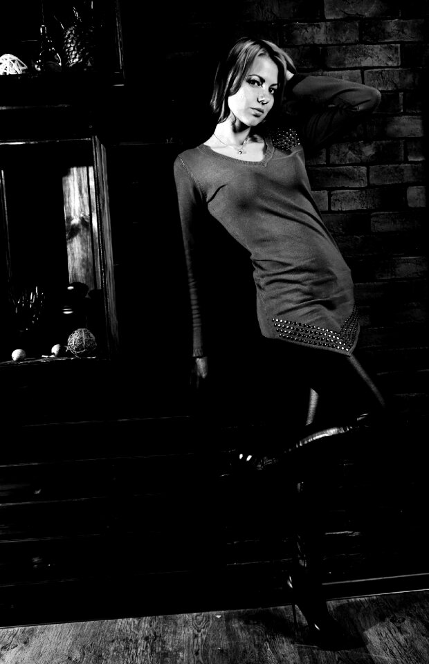 Girl model black and white