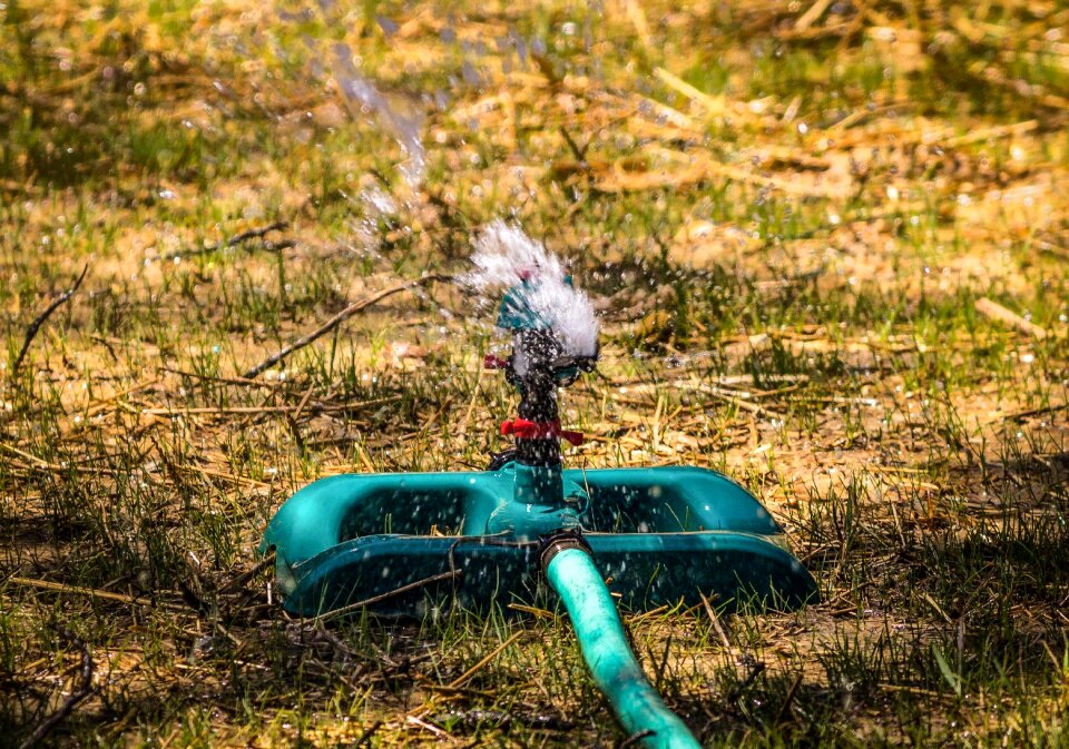 New lawn irrigation system watering